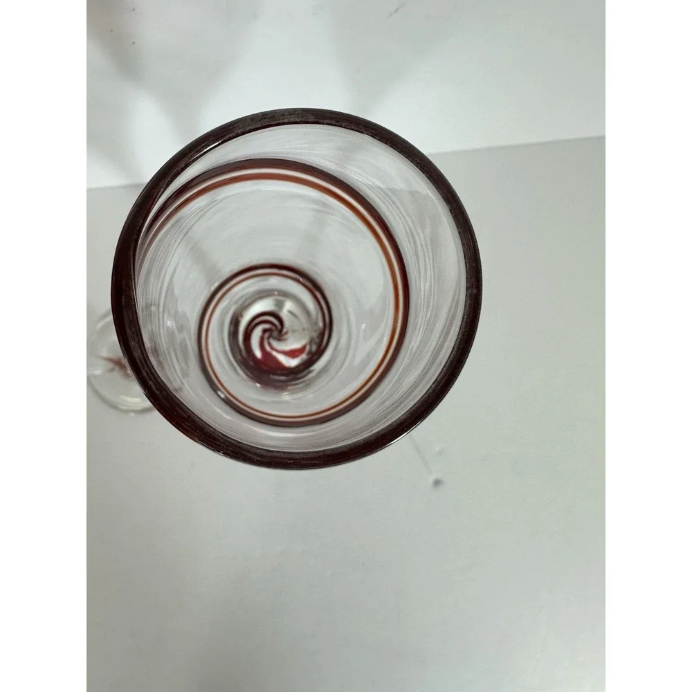 Pier 1 Champagne Glasses Double Swirl Red ~10